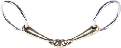 Produktbild von Harry´s Horse Gold Brass 16 Mm Doppelt Gebrochenes Gebiss Mit Losen Ringen Silber 13 cm Silber 13 cm