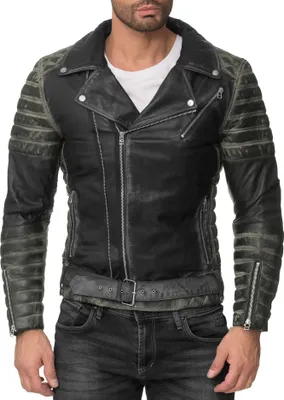 Produktbild von Reichstadt Herren Slim Fit Echtleder Jacke  RS001LUX Fungi Green XXL
