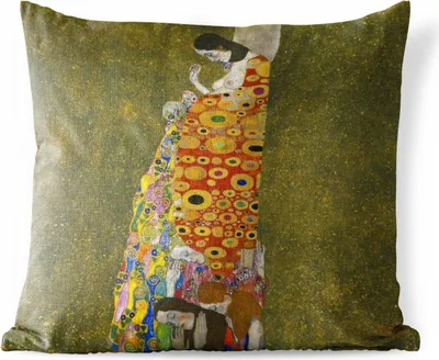 Produktbild von MuchoWow® Outdoor Kissen - Hoffnung II - Gemälde von Gustav Klimt - 40x40 cm - Wetterfest - Lounge Kissen - Kopfkissen - Interieur - Polster mit Bild