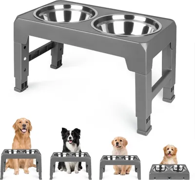 Produktbild von Hundenapf für große Hunde Doppelnapf Hundenapfständer für mittelgroße und große Hunde Höhenverstellbar 44x24x8cm kunststoff