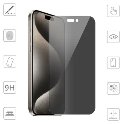 Immagine prodotto di Per Apple iPhone 16 Pro 2x 2.5D 0.26mm Display LCD Privacy H9 Protezione in vetro temperato