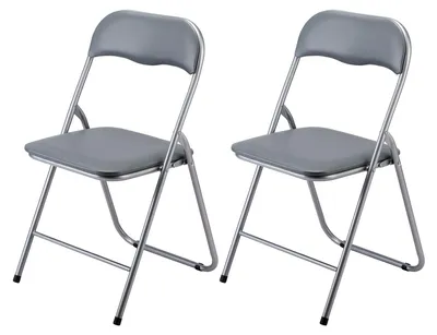 Produktbild von Bardi 2er-Set Klappstühle – Belastbarkeit: 100 kg – Für drinnen & draußen – Platzsparend & Pflegeleicht – 43 x 38 x 87 cm – Grau