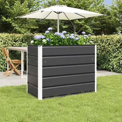 Produktbild von "Schlussverkauf" Pflanzkübel im Garten - 1 pc - Blumenbeet/Gartenbeet - Anthrazit 480x50x45 cm Verzinkter Stahl C13553