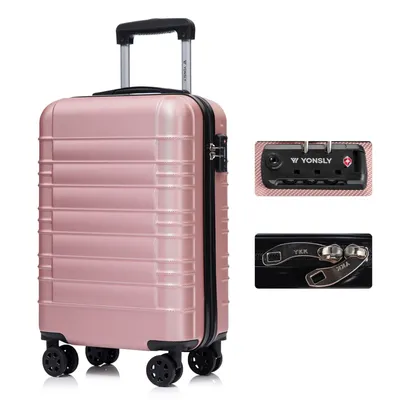 Produktbild von yonsly Premium Reisekoffer TSA-Schloss,YKK-Reißverschluss Hartschalen-Koffer Trolley Kabinenkoffer Rollkoffer Suitcase Handgepäck (Roségold, M)