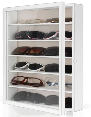 Image de Porte-lunettes de soleil, support mural pour lunettes 33 x 39,6 cm, porte-lunettes rustique en bois, pour grandes lunettes
