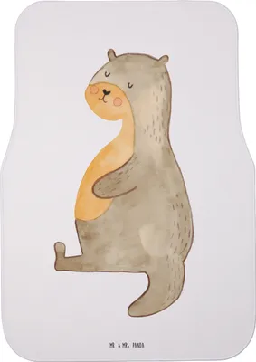 Produktbild von Mr. & Mrs. Panda Automatte Otter Bauch - Weiß - Geschenk, dick, Fußmatte Fürs Auto, Auto-Fußmatte, Schutzmatte, voll Gefuttert, Zufrieden, Satt, Seeotter See, Autoteppich