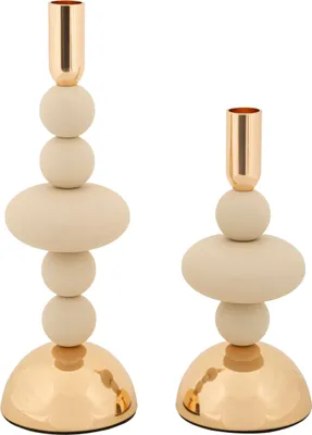 Produktbild von Mauro Ferretti Galaxy cremefarbene Kerzenhalter - 2er-Set.