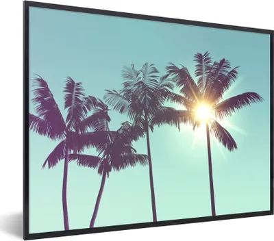 Produktbild von MuchoWow® Gerahmtes Poster Palmen - Sommer - Sonne 80x60 cm - Poster mit Schwarzem Bilderrahmen Wandposter Rahmen Foto Bilder - Schwarzem - Mit Gestell