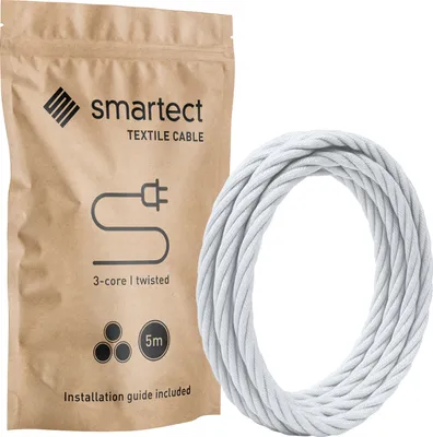 Produktbild von Textilkabel 5 m Weiß 3 adrig rund Lampenkabel Stoffkabel Stromkabel Elektro
