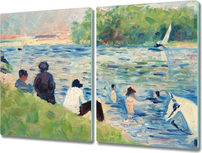 Produktbild von Coloray Hackbrett Kochplattenabdeckung Herdabdeckplatte 2x40x52 cm Schneidebrett Küchenbrett - Wasser Natur Menschen