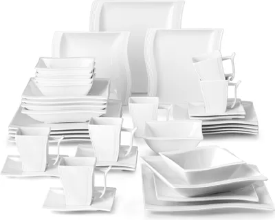 Obrázek produktu pro MALACASA "FLORA" 36dílná sada nádobí včetně misky na cereálie, kombinovaný porcelánový jídelní servis