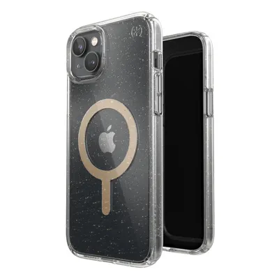 Produktbild von Speck Presidio Perfect-Clear mit Glitter + MagSafe - Etui iPhone 15 Plus / 14 Plus z powok MICROBAN (Klar / Gold Glitter)