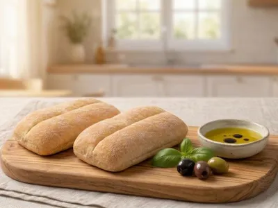 Produktbild von INCOLA Ciabatta glutenfrei 170 g (2 Stück) – vegane helle Brötchen zum direkten Verzehr oder Aufbacken