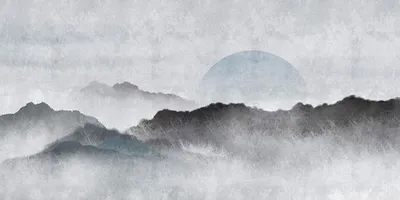 Produktbild von Tadessi Fototapete | Berge | 5.00 m x 2.50 m | Grau | Blau | Wandbild | Digitaldruck