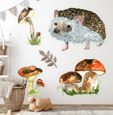 Produktbild von Waldigel – Wandgestaltung – Wandbilder Kinder – Motivtapeten Set – Wanddekor Kinderzimmer – Selbstklebende Wandsticker – 80x124 cm