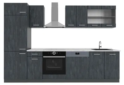 Image de Cuisine Vicco R-Line Noir Béton/Anthracite 300cm PT Marbre, Model 47418