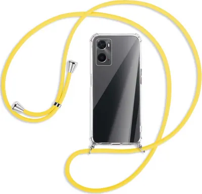 Produktbild von Handykette Backcover-Schutzhülle mit Band (Metall silberfarben) für Oppo A76 - gelb