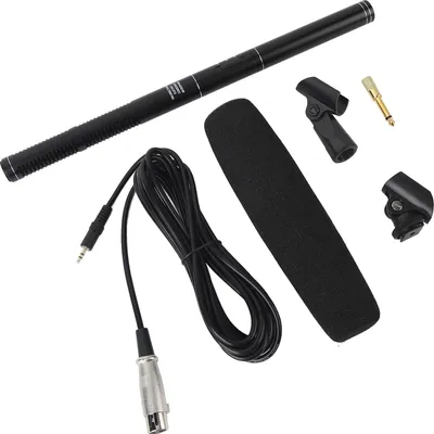 Zdjęcie produktu dla Mikrofon pojemnościowy typu shotgun o charakterystyce kardioidalnej z 3-pinowym złączem XLR do kamer cyfrowych SLR - wywiadów - nagrywania wideo
