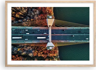 Produktbild von Gerahmtes Poster - Rahmen in heller Eiche - Brücke Siekierkowski Warschau - 70x50 cm - Wand Bild - Wanddeko - Wandbilder - Kunstposter - Wandposter - Bilderrahmen - Bilder - P2NAA70x50-4663