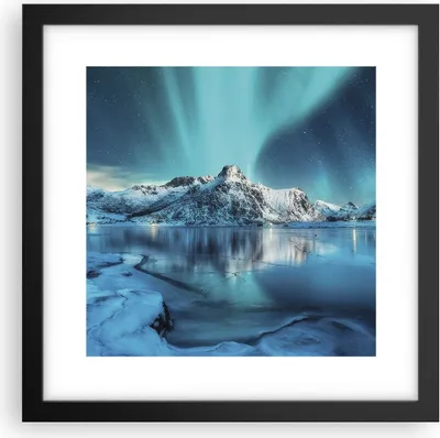 Produktbild von Gerahmtes Poster - Schwarzer Rahmen - Morgendämmerung Polar Berge - 30x30 cm - Wand Bild - Wanddeko - Wandbilder - Wandposter - Bilderrahmen - Bilder - Kunstdruck - Wandbild - P2BAC30x30-4196