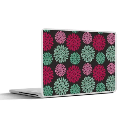 Produktbild von MuchoWow® Laptop Aufkleber Sticker Cover Blumen - Vintage - Rosa - Türkis - Muster 25x18 cm - Laptop-Deko