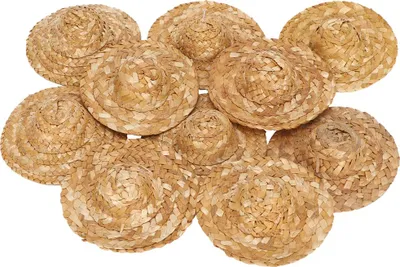 Productafbeelding van 10 stuks poppenstrooihutjes, mini-handgeweven grasmutsen, doe-het-zelf accessoires, hoedjes voor huisdieren voor decoratie
