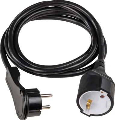 Produktbild von as-Schwabe PVC Schuko-Verlängerungskabel 2m Flachstecker 230V 16A Schwarz IP20