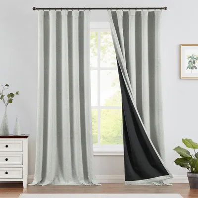 Produktbild von Verdunkelungsvorhänge 100% Lichtblockierung - Thermovorhänge - Schallabsorbierende Fensterdekoration - Wärmeisolierung - Maßanfertigung 245 x 130 cm - Robuster Stoff