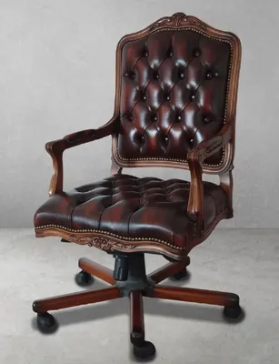 Produktbild von Casa Padrino Luxus Barock Chesterfield Leder Schreibtischstuhl Weinrot / Braun / Schwarz - Höhenverstellbarer Barock Bürostuhl mit hochwertigem Echtleder - Barock Büro Möbel