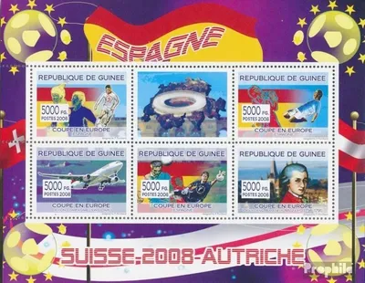 Produktbild von Briefmarken Guinea 2008 Mi 5361-5365 Kleinbogen (kompl. Ausgabe) postfrisch Spanische Fußballspieler, W.A. Mozart