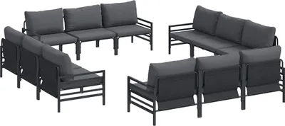 Immagine prodotto di vidaXL Set di divani da giardino con cuscini 12 pezzi in acciaio nero