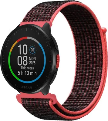 Produktbild von Strap-it Polar Pacer Nylonarmband (Schwarz/Rot)