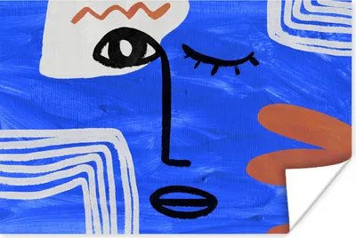 Produktbild von MuchoWow® Poster Gesicht - Blau - Abstrakt 120x80 cm - Bilder
