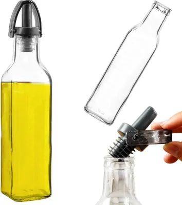 Produktbild von Olivenöl- und Essigflasche mit Spender Glas-Spender für Olivenöl und Essig 250 ml
