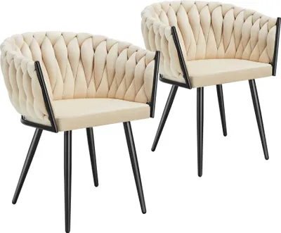 Produktbild von tectake® Set Esszimmerstuhl Astano gepolstert, mit Samtbezug, Knotendesign 60,5 x 55 x 75 cm