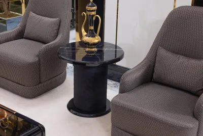 Produktbild von r Schwarzer Beistelltisch Designer Rundtisch Kaffeetisch