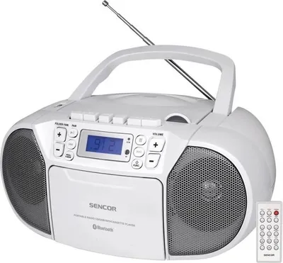 Image de Lecteur CD Cassettes SENCOR SPT 3907 W, Bluetooth, 4W, Blanc, Compatible CD-R/RW MP3, Radio FM