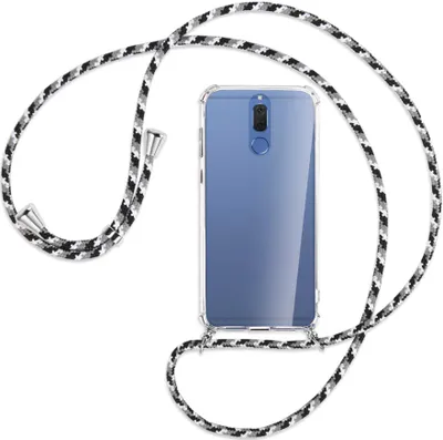Produktbild von Handykette Backcover-Schutzhülle mit Band (Metall silberfarben) für Huawei Mate 10 Lite / G10 - schwarz/grau/weiß