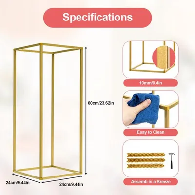 Immagine prodotto di Ramo decorativo dorato - Set di 10 pezzi - Altezza 60 cm - Materiale: ferro - Elegante supporto per fiori, ideale per feste e matrimoni