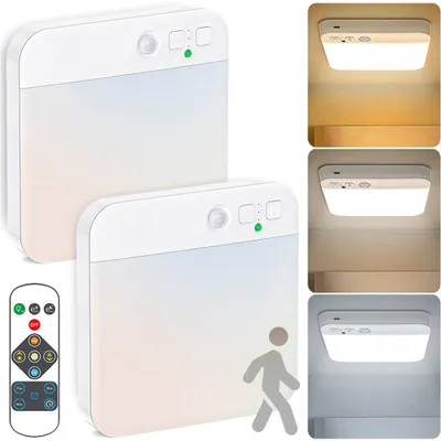 Zdjęcie produktu dla 2szt ładowalna lampa sufitowa z czujnikiem ruchu PIR wewnętrzna 4200mAh bezprzewodowa lampa do piwnicy lampa do przedpokoju garaż schody balkon szafa LED ładowalne światło z czujnikiem