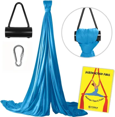 Produktbild von Aerial Silk 8m Professionelles türkisblau mit Schrawz Aerial Yoga und Akrobatiktuch für Anfänger | Ideal für Heimtraining, Zirkustraining