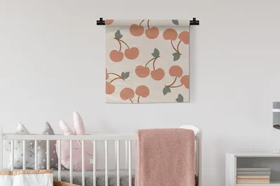Produktbild von MuchoWow® Wandteppich Wandbehang Obst - Pastell - Kirsche - Sommer 60x60 cm Tapisserie Dekoration Wandtuch - Dekorationen - Wand Decke