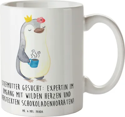 Produktbild von Mr. & Mrs. Panda Tasse Stiefmutter Expertin - Weiß - Geschenk, Familienmitglieder, Becher, lustige Familienwitze, Muttertag, Kaffeetasse, Lächeln, Teetasse, Keramiktasse