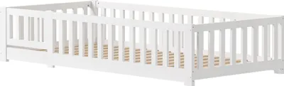 Produktbild von Fortuna Lai Kinderbett 90x200 cm, Bodenbett mit Tür & Rausfallschutz, Spielbett aus Holz, Weiß