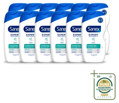 Productafbeelding van 12 x Sanex Expert Skin Health Hydraterende Douchegel - 400 ml - Voorraadverpakking - 12 stuks
