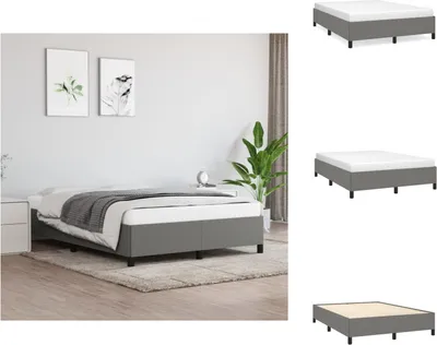 Image de vidaXL Cadre de lit gris foncé 140x200 cm Tissu - Lits et sommiers