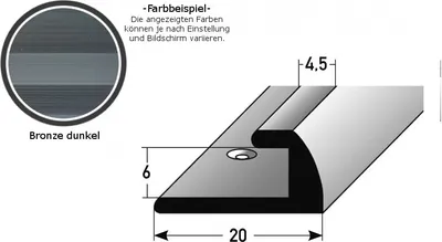 Produktbild von Einschubprofil "Midleton" für Laminat, 6 mm Einfasshöhe, Aluminium eloxiert, gebohrt-bronze dunkel