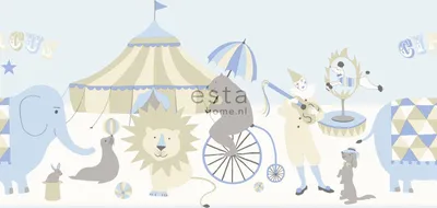 Produktbild von ESTAhome Tapetenbordüre Zirkus Hellblau, Beige und Weiß - 178701 - 26,5 cm x 5 m