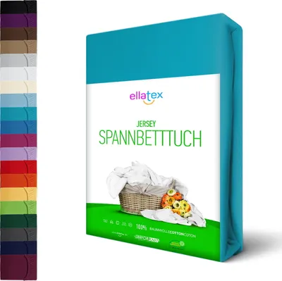 Produktbild von JERSEY Spannbettlaken Spannbetttuch 100% Baumwolle Bettlaken Betttuch Laken, in Größe: 90x200-100x200 cm, in Farbe: Türkis