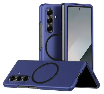 Image de Coque pour Samsung Galaxy Z Fold 7, Protection Anti-Rayures avec Anneau Magnétique - Bleu Marine